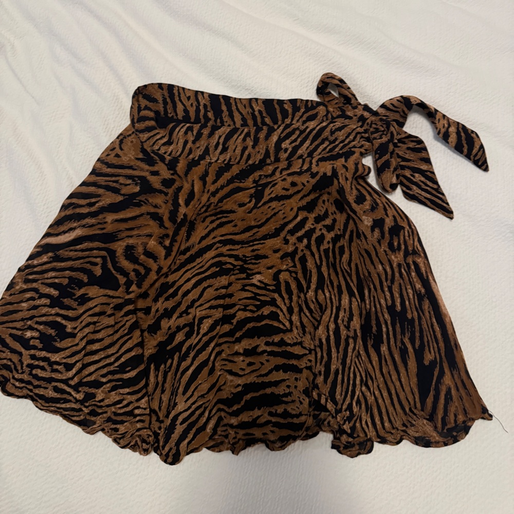 Ganni Black and Brown Animal Print Skirt